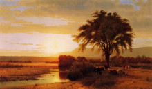 Репродукция картины "sunset in the valley" художника "харт уильям"