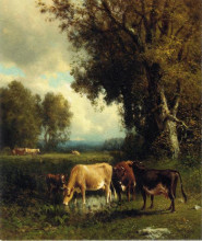 Копия картины "cows in the meadow" художника "харт уильям"