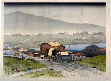 Репродукция картины "rain at yabakei" художника "хасигути гоё"