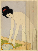 Репродукция картины "woman washing her face" художника "хасигути гоё"