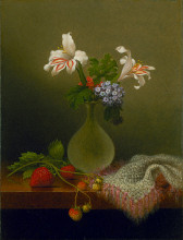 Репродукция картины "a vase of corn lilies and heliotrope" художника "хед мартин джонсон"