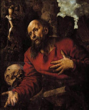 Копия картины "st. jerome praying before a rocky grotto" художника "хемессен ян ван"