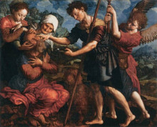 Картина "tobias restores his father&#39;s sight" художника "хемессен ян ван"