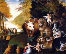 Репродукция картины "peaceable kingdom" художника "хикс эдвард"