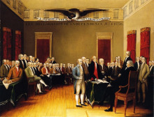 Репродукция картины "the declaration of independence, july 4, 1776" художника "хикс эдвард"