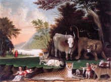 Репродукция картины "the peaceable kingdom" художника "хикс эдвард"