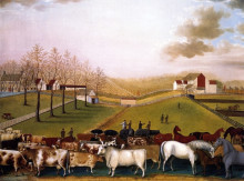 Копия картины "an indian summer view of the farm &amp; stock of james c. cornell" художника "хикс эдвард"
