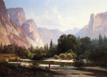 Копия картины "piute indians in yosemite valley" художника "хилл томас"