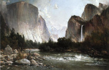 Копия картины "piute fishing on the merced river, yosemite valley 1891" художника "хилл томас"