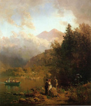 Копия картины "fishing party in the mountains" художника "хилл томас"