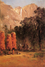 Копия картины "acorn granaries, by piute indian camp in yosemite" художника "хилл томас"