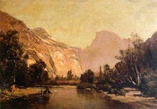 Картина "piute indians, royal arches and domes, yosemite valley" художника "хилл томас"