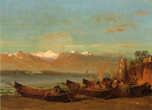 Репродукция картины "the salmon festival, columbia river" художника "хилл томас"