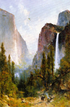 Копия картины "bridal veil fall, yosemite valley" художника "хилл томас"