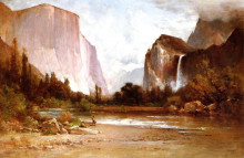 Копия картины "piute indians fishing in yosemite" художника "хилл томас"