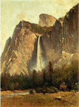 Копия картины "bridal veil falls - yosemite valley" художника "хилл томас"