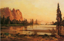 Репродукция картины "crescent lake" художника "хилл томас"