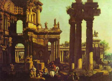 Репродукция картины "ruins of a temple" художника "беллотто бернардо"
