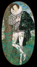Репродукция картины "a young man leaning against a tree amongst roses" художника "хиллиард николас"