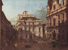 Картина "view of vienna, square in front of the university, seen from the southeast off the great hall of the university" художника "беллотто бернардо"