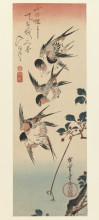 Репродукция картины "four swallows" художника "хиросигэ утагава"