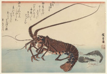 Репродукция картины "crayfish and two shrimps" художника "хиросигэ утагава"