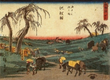 Копия картины "the road connecting edo (tokyo) and kyoto" художника "хиросигэ утагава"