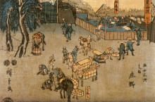 Копия картины "the road connecting edo (tokyo) and kyoto" художника "хиросигэ утагава"
