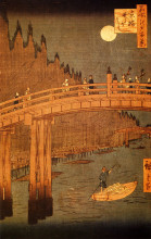 Картина "kyobashi bridge" художника "хиросигэ утагава"