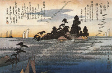 Копия картины "a shrine among trees on a moor" художника "хиросигэ утагава"