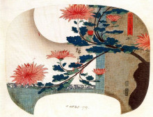 Репродукция картины "chrysanthemums" художника "хиросигэ утагава"