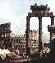 Репродукция картины "capriccio with the colosseum" художника "беллотто бернардо"