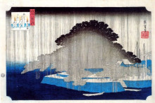 Репродукция картины "night rain on karasaki" художника "хиросигэ утагава"