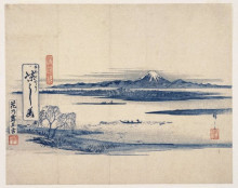 Репродукция картины "view of fuji" художника "хиросигэ утагава"