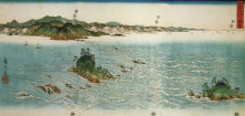 Копия картины "whirlpools on a rocky coast" художника "хиросигэ утагава"
