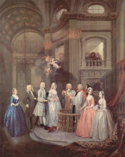 Репродукция картины "the wedding of stephen beckingham and mary cox" художника "хогарт уильям"