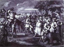 Репродукция картины "hudibras&#39; first adventure, from &#39;hudibras&#39; by samuel butler" художника "хогарт уильям"
