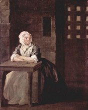 Репродукция картины "portrait of sarah macholm in prison" художника "хогарт уильям"