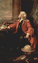 Репродукция картины "portrait of captain coram" художника "хогарт уильям"