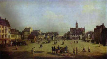 Репродукция картины "the new market square in dresden" художника "беллотто бернардо"