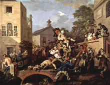 Репродукция картины "the triumph of representatives" художника "хогарт уильям"