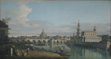 Репродукция картины "view of dresden from the right bank of the elbe with augustus bridge" художника "беллотто бернардо"
