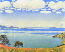 Репродукция картины "view of lake leman from chexbres" художника "ходлер фердинанд"