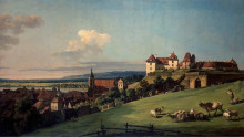 Репродукция картины "view of pirna from the sonnenstein castle" художника "беллотто бернардо"