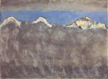 Копия картины "eiger, monch and jungfrau in moonlight" художника "ходлер фердинанд"