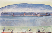 Копия картины "lake geneva with six swans" художника "ходлер фердинанд"