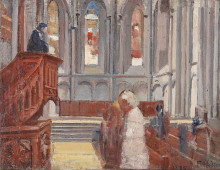 Копия картины "prayer in the cathedral of st. pierre, geneva" художника "ходлер фердинанд"