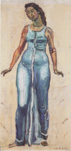 Копия картины "standing female figure in a blue dress" художника "ходлер фердинанд"