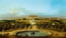Репродукция картины "the schloss hof, garden side" художника "беллотто бернардо"