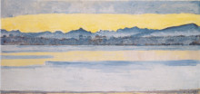 Картина "lake geneva with mont blanc at dawn" художника "ходлер фердинанд"